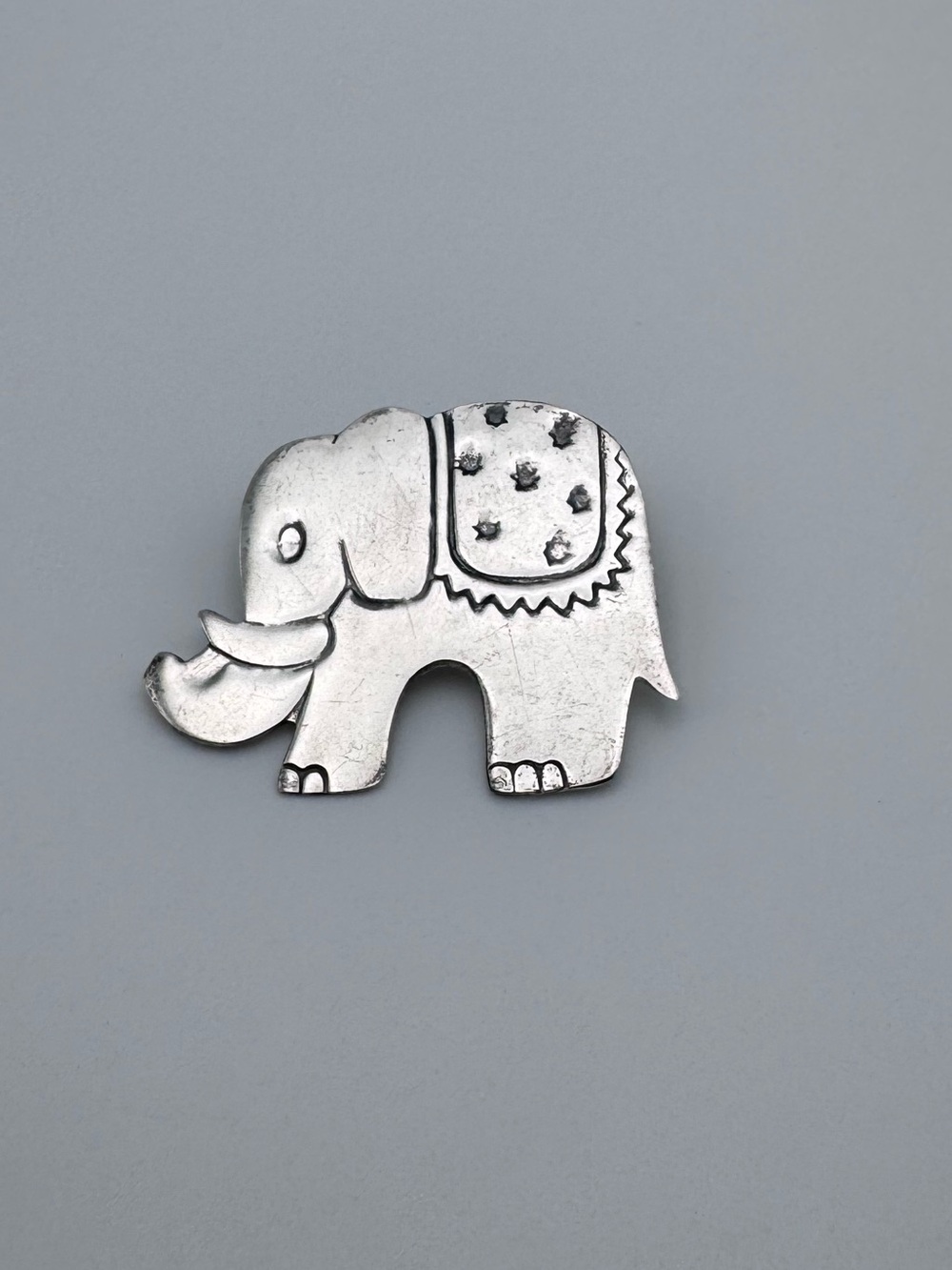 Vintage Sterling Silver 925 Elephant Brooch